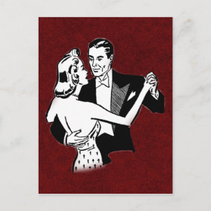 Cartão Postal casal de dança de vintage