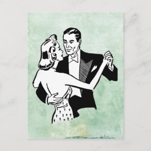 Cartão Postal casal de dança de vintage