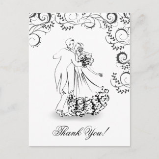 Cartão Postal Casal De Dança Vintage De Casamento Obrigado