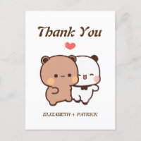Casal de desenho animado fofo, Urso Kawaii e Panda