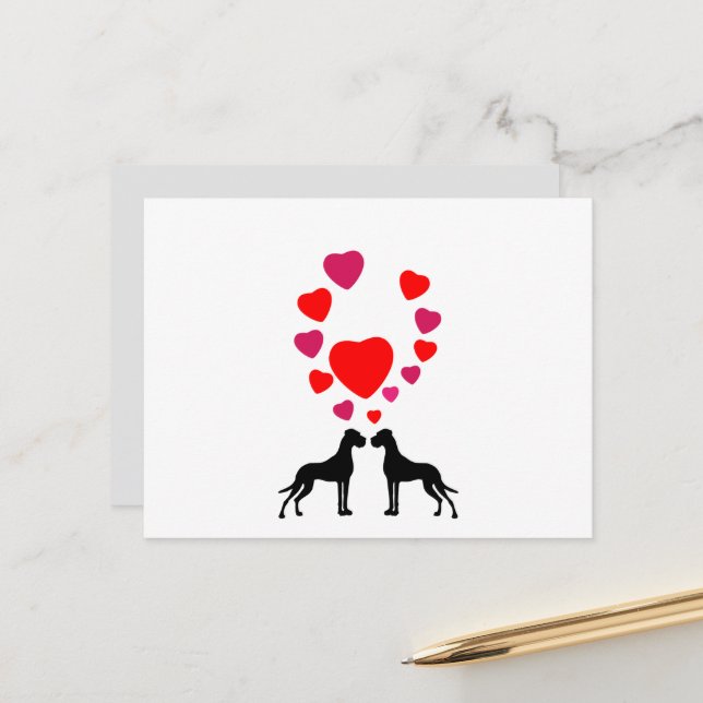 Cartão Postal Casal de Great Dane Amor (Frente/Verso In Situ)