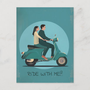 Cartão Postal Casal de Motocicleta