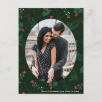 Casal de Natal Foto Chic Green Mistletoe