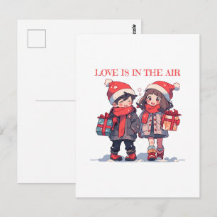 Cartão Postal Casal de Natal - O amor está no ar