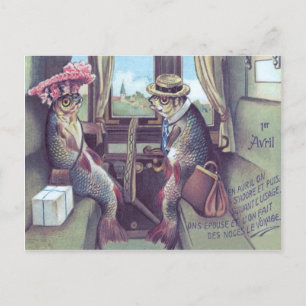 Cartão Postal Casal de Peixes no Trem