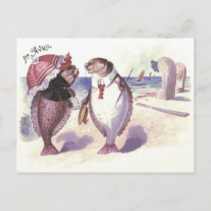 Cartão Postal Casal de Peixes Praia Mar Oceano