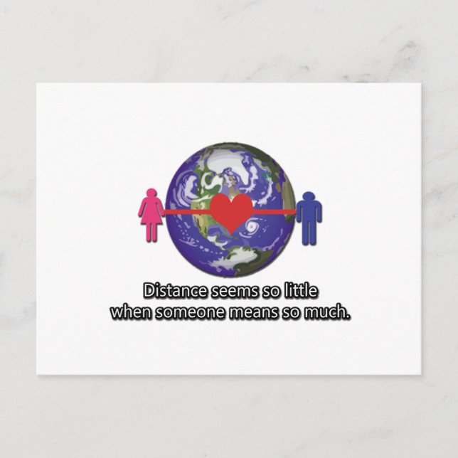 Cartão Postal Casal de Relação de Longa Distância (Frente)