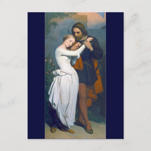 Cartão Postal Casal de Romance Medieval (Frente)