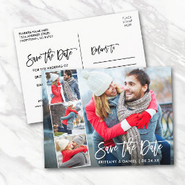 Cartão Postal Casal de Script de Pincel Moderno 4 Foto Salva A D