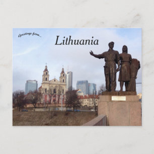 Cartão Postal Casal De Sculputre Vilnius Lituânia