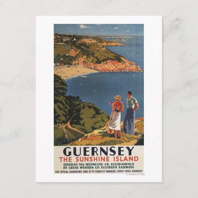 Cartão Postal Casal do Canal da Mancha Ocidental Sul/Excelente e (Frente)