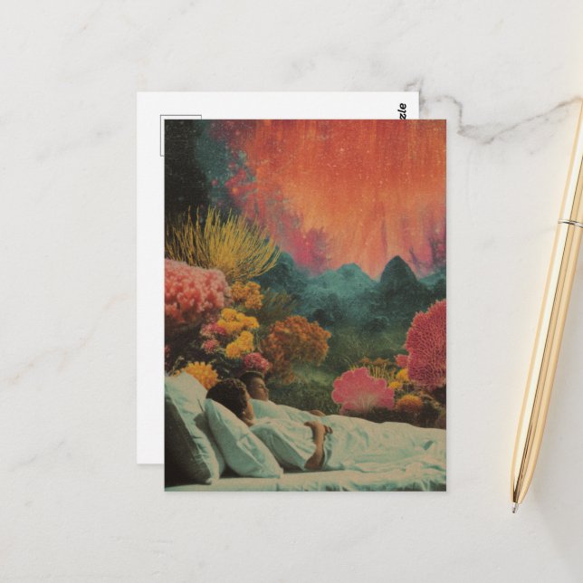 Cartão Postal Casal dormindo sob o mar Surreal Mídia mista (Frente/Verso In Situ)