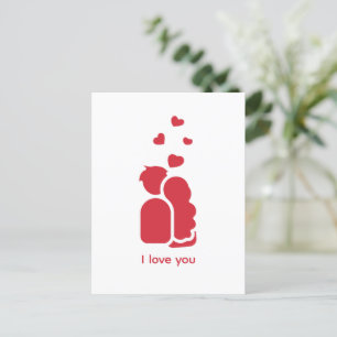 Cartão Postal Casal e Coração Simples Branco com Marca Personali