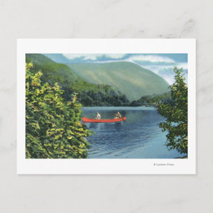 Cartão Postal Casal em um Canoa em um Lago