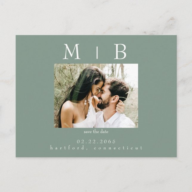 Cartão Postal Casal Escuro Foto Casamento Salve a Data (Frente)