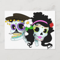 Casal Festivo do Crânio Mexicano