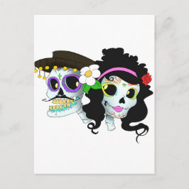 Cartão Postal Casal Festivo do Crânio Mexicano