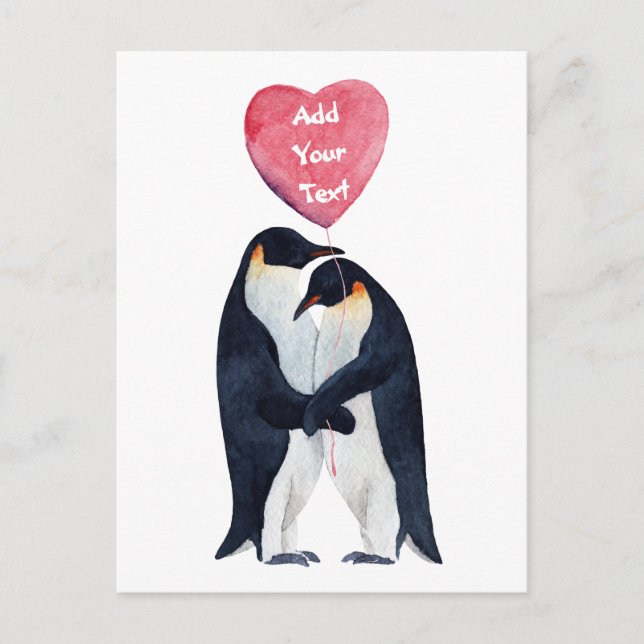 Cartão Postal Casal Imperador Pinguins Personalizado (Frente)