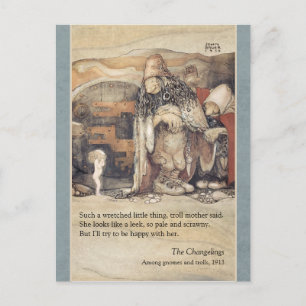 Cartão Postal Casal John Bauer e Troll da princesa baby CC1024