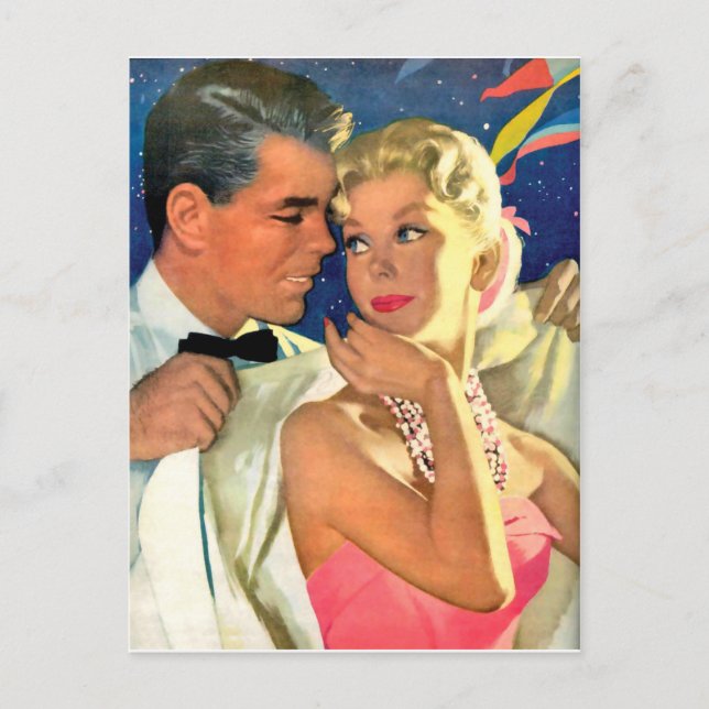 Cartão Postal Casal jovem apaixonado saindo, romântico antigo (Frente)