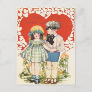 Cartão Postal Casal Jovem Coração Corações Margarida