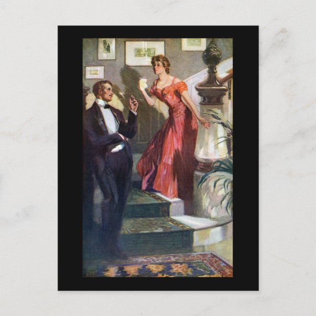 Cartão Postal Casal modesto pronto para uma noite fora (Frente)