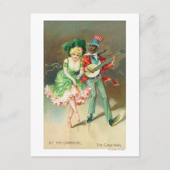 Cartão Postal Casal na fantasia fazendo a caminhada de bolos (Frente)