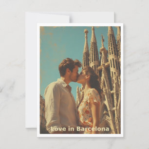 Cartão Postal Casal no Amor Barcelona