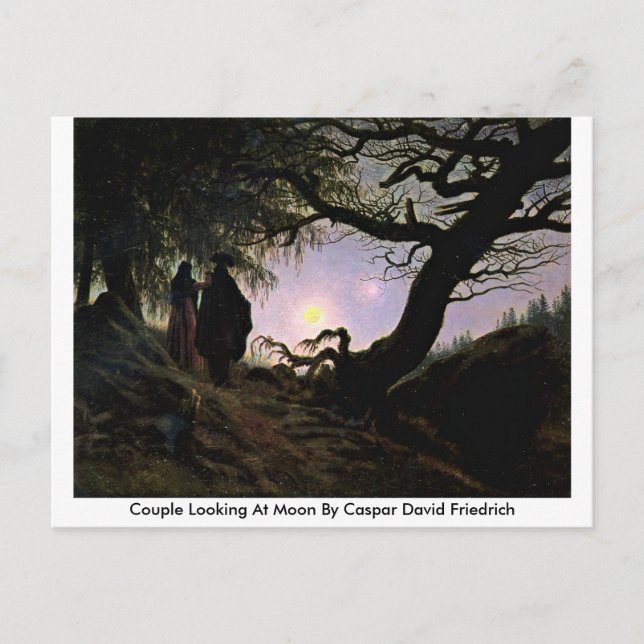 Cartão Postal Casal Olhando A Lua Por Caspar David Friedrich (Frente)