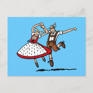 Cartão Postal Casal Postcard Dancing Bavarian Oktoberfest