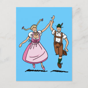 Cartão Postal Casal Postcard Dancing Oktoberfest