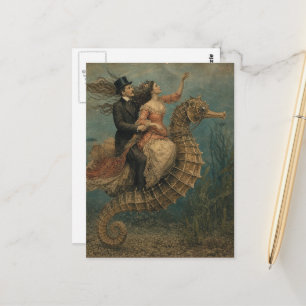 Cartão Postal Casal Retrô em uma Fantasia de Cavalo-Marinho