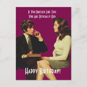 Cartão Postal Casal Retrô Feliz Aniversário
