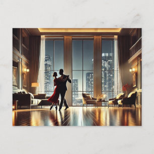 Cartão Postal Casal romântico dança no prédio de Nova York