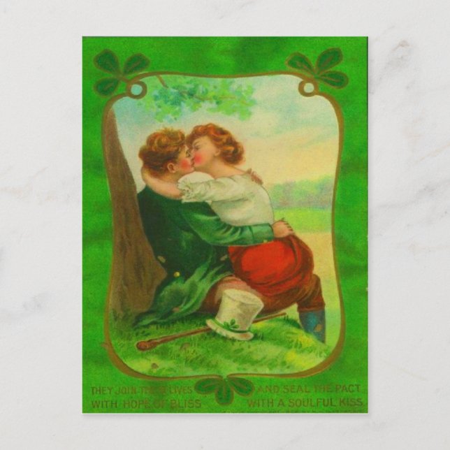 Cartão Postal Casal Romântico irlandês Vintage (Frente)