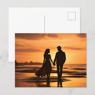 Cartão Postal Casal romântico no pôr do sol