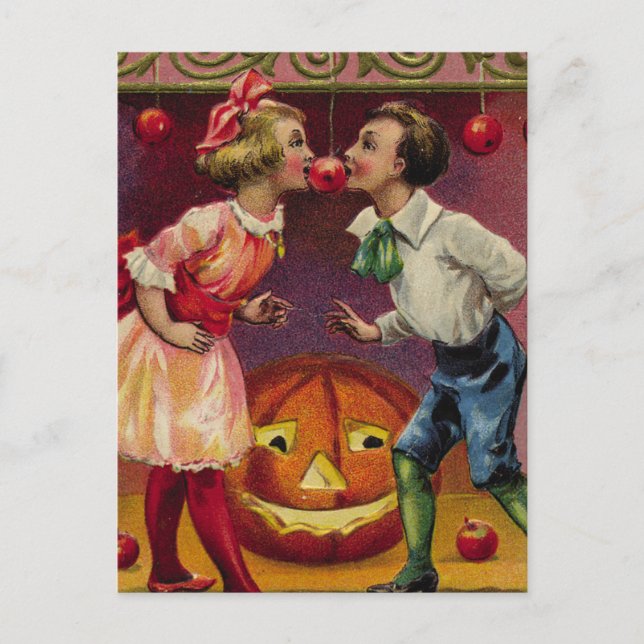 Cartão Postal Casal Vintage Halloween (Frente)