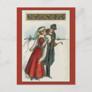 Cartão Postal casal vitoriano romântico vintage