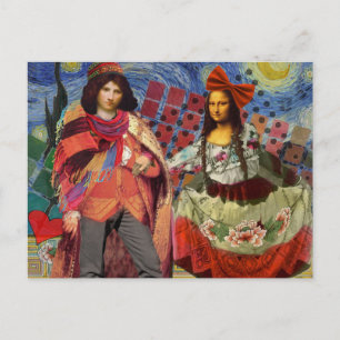 Cartão Postal Casal Whimsic Funny Casamento vintage