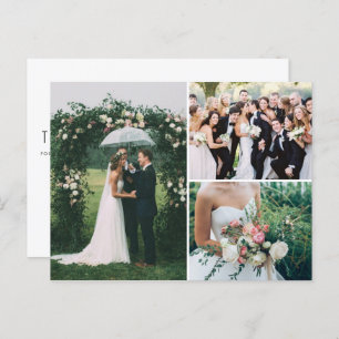Cartão Postal Casamento 3 Foto Colagem Obrigado