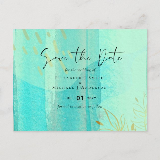 Cartão Postal Casamento Abstrato Moderno Japandi Escandinavo (Frente)