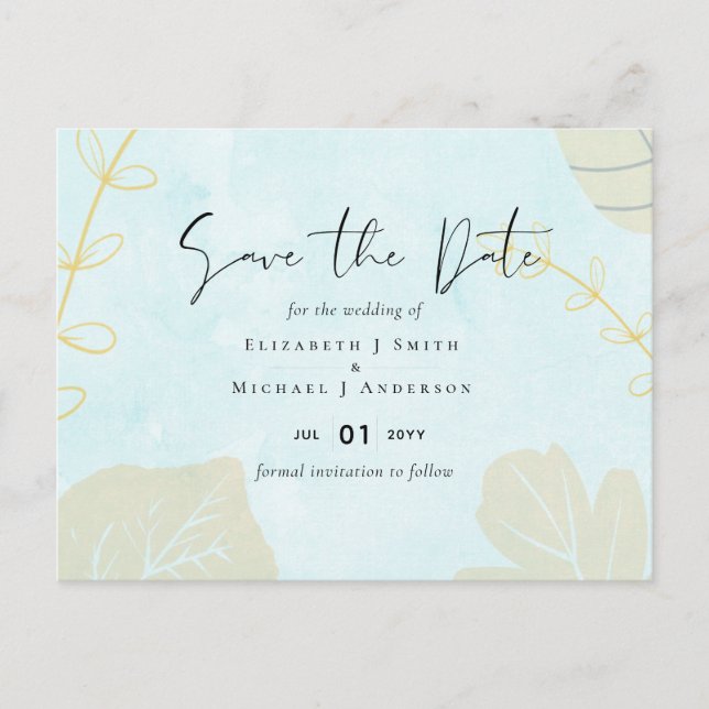 Cartão Postal Casamento Abstrato Moderno Japandi Escandinavo (Frente)