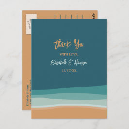 Cartão Postal Casamento Abstrato na Praia Agradecimento