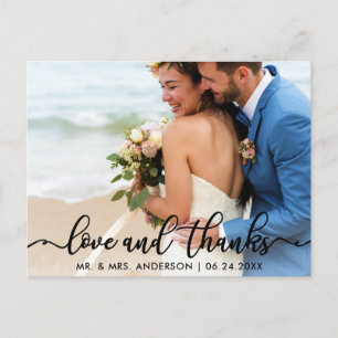 Cartão Postal Casamento Agradecimento Foto Amor e Agradecimen