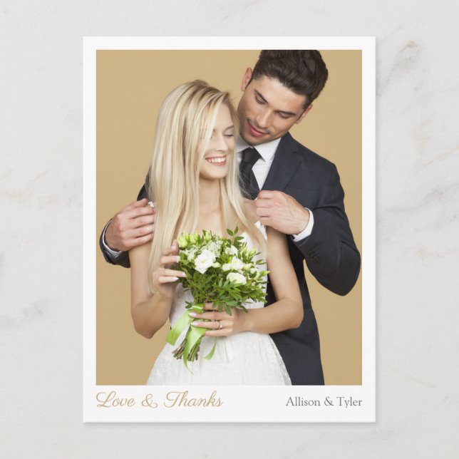Cartão Postal Casamento Agradecimento, Foto, Nomes e Mensagens (Frente)