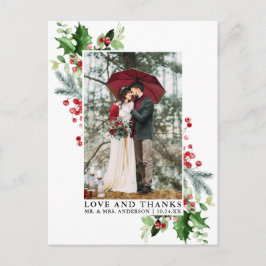 Cartão Postal Casamento Amor e Agradecimento de Verde de Inverno