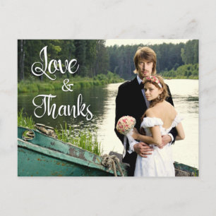 Cartão Postal Casamento Artístico Manuscrito 2 Foto Obrigado