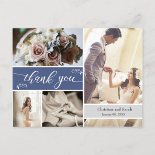 Cartão Postal Casamento azul de inverno congelado Obrigado