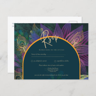 Cartão Postal Casamento Azul Verde Paquock Jewel Tones