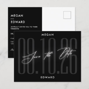 Cartão Postal Casamento Black Modern